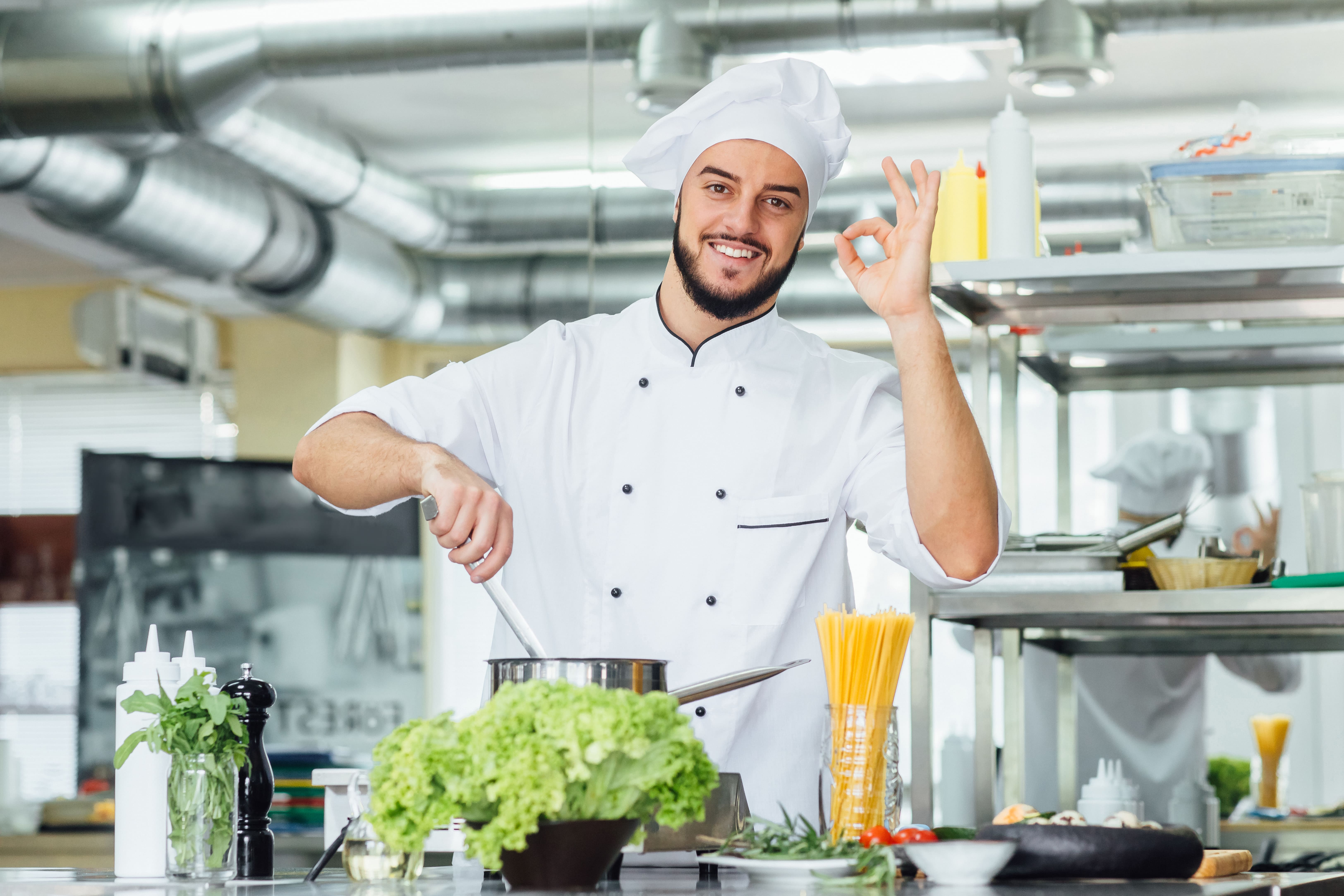 Chef wearing a custom eco-friendly apron